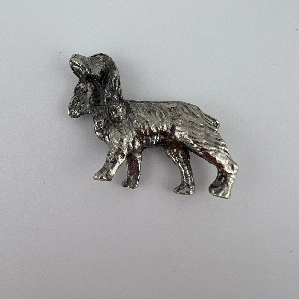 Vintage‎ Silver Tone Cast Metal Spaniel Dog Figurine Miniature 2"